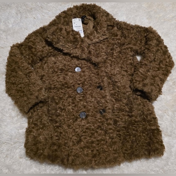 ZARA  try Collection faux fur brown women's coat Sz. Medium $60 NWT - Picture 1 of 10